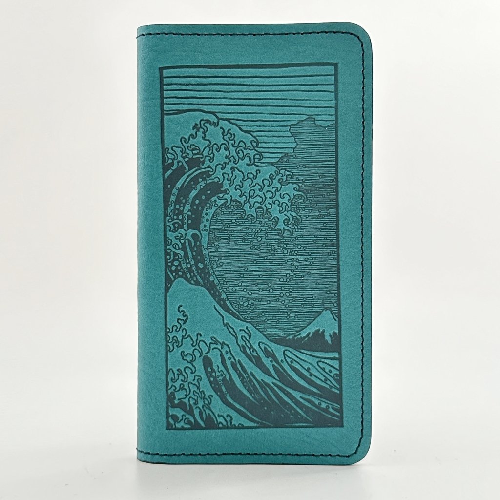 SECOND, Hokusai Wave Checkbook Cover in Teal