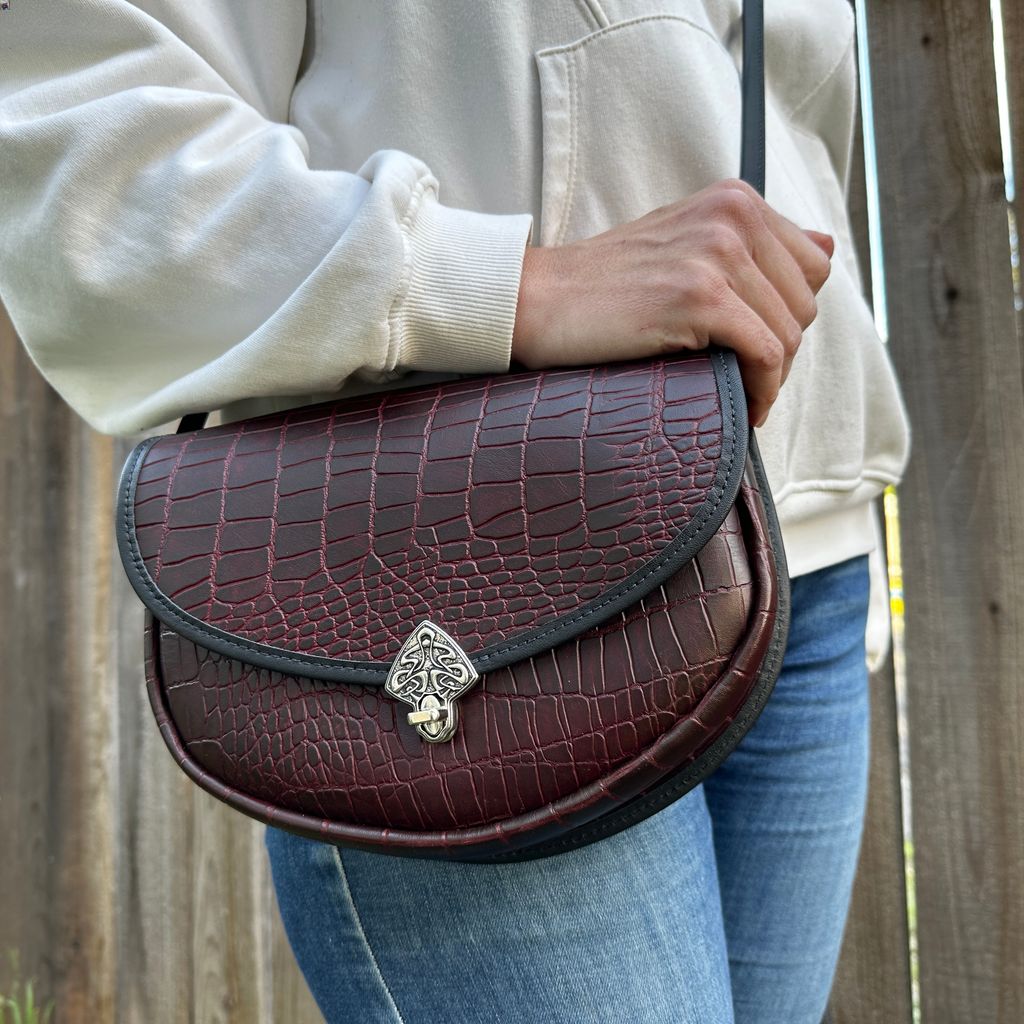 Limited Edition Leather Handbag, Large Lilah in Burgundy Alligator