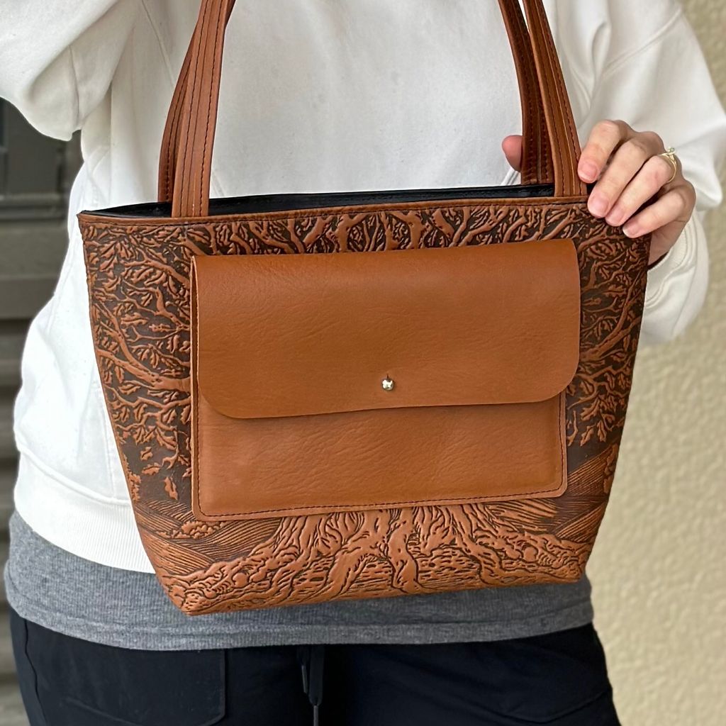 Oberon Design Tree of Life Leather Handbag