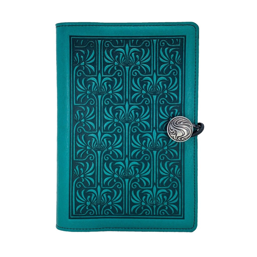 Oberon Design Art Nouveau Lattice Large Journal in Teal