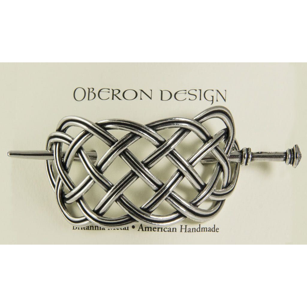 Oberon Design Hand-Cast Metal Hair Stick, Hair Slide, Large Basket, Card
