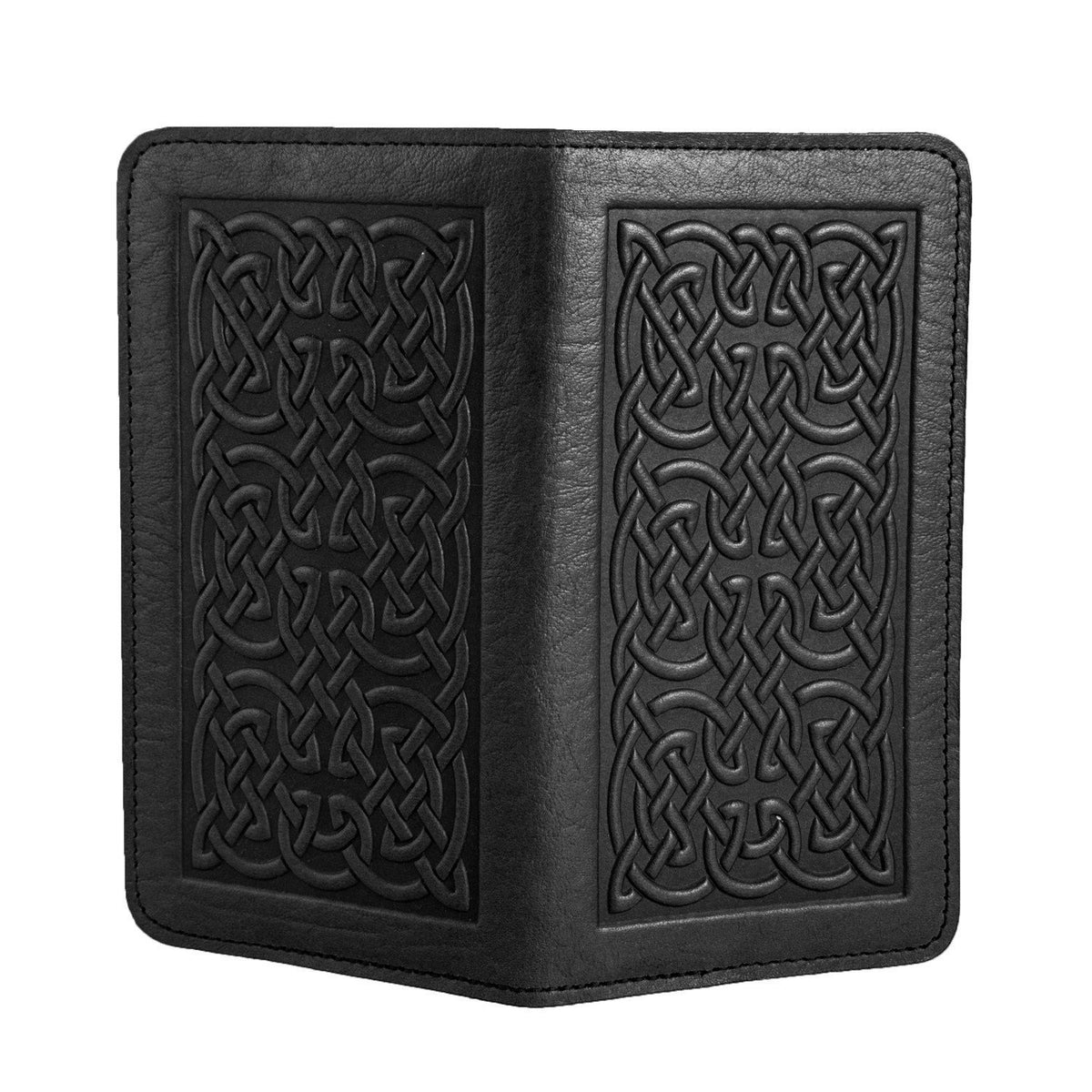 Oberon Design Small Leather Smartphone Wallet, Bold Celtic in Black
