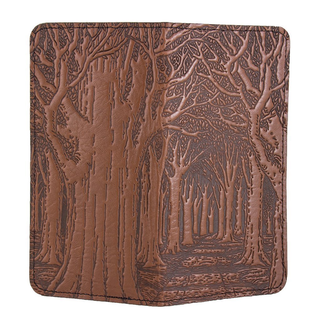 Oberon Design Small Oberon Design Small Leather Smartphone Wallet Case, Avenue of Trees in Saddle