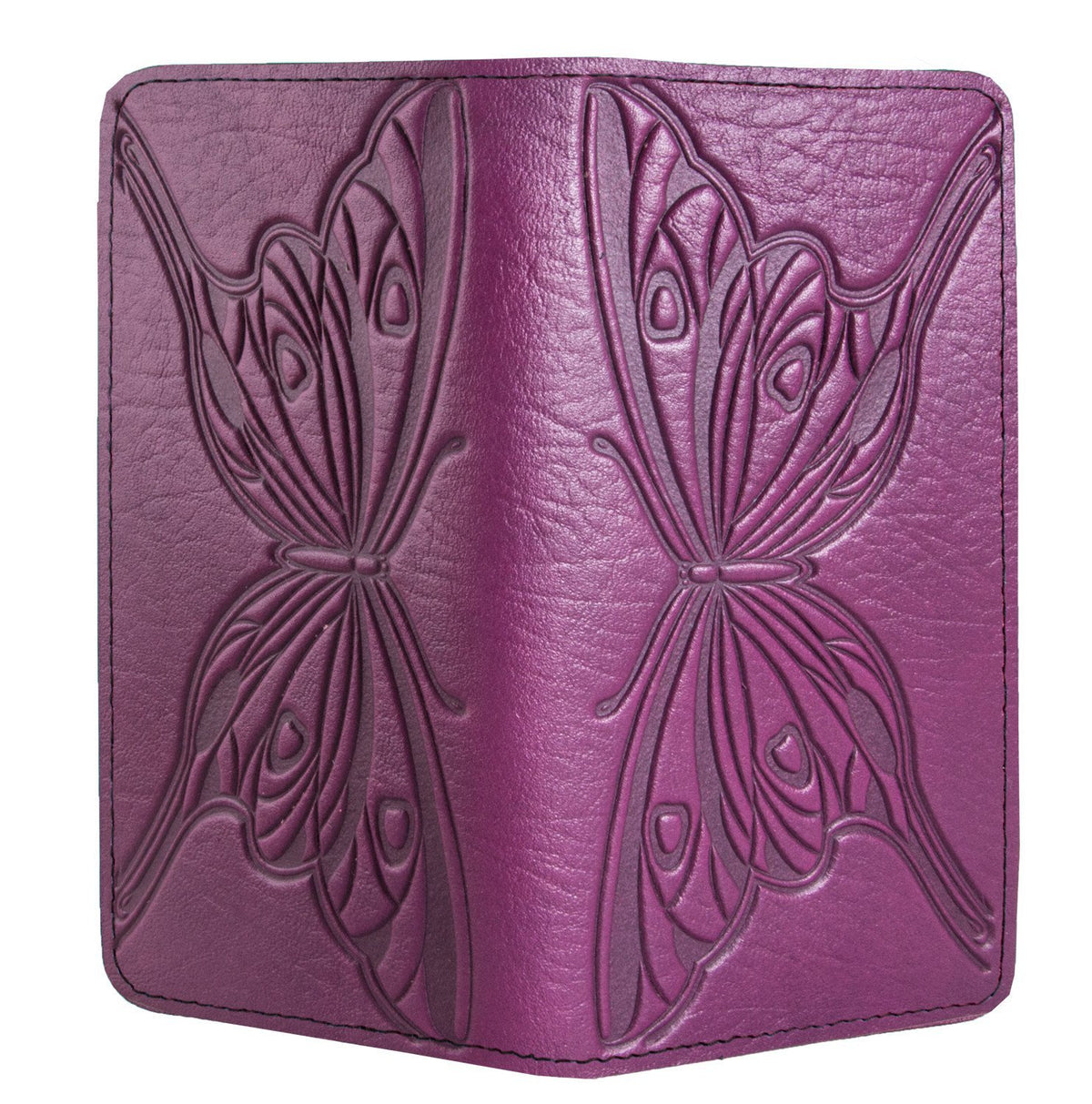 Oberon Design Small Oberon Design Small Leather Smartphone Wallet Case, Butterfly in Orchid