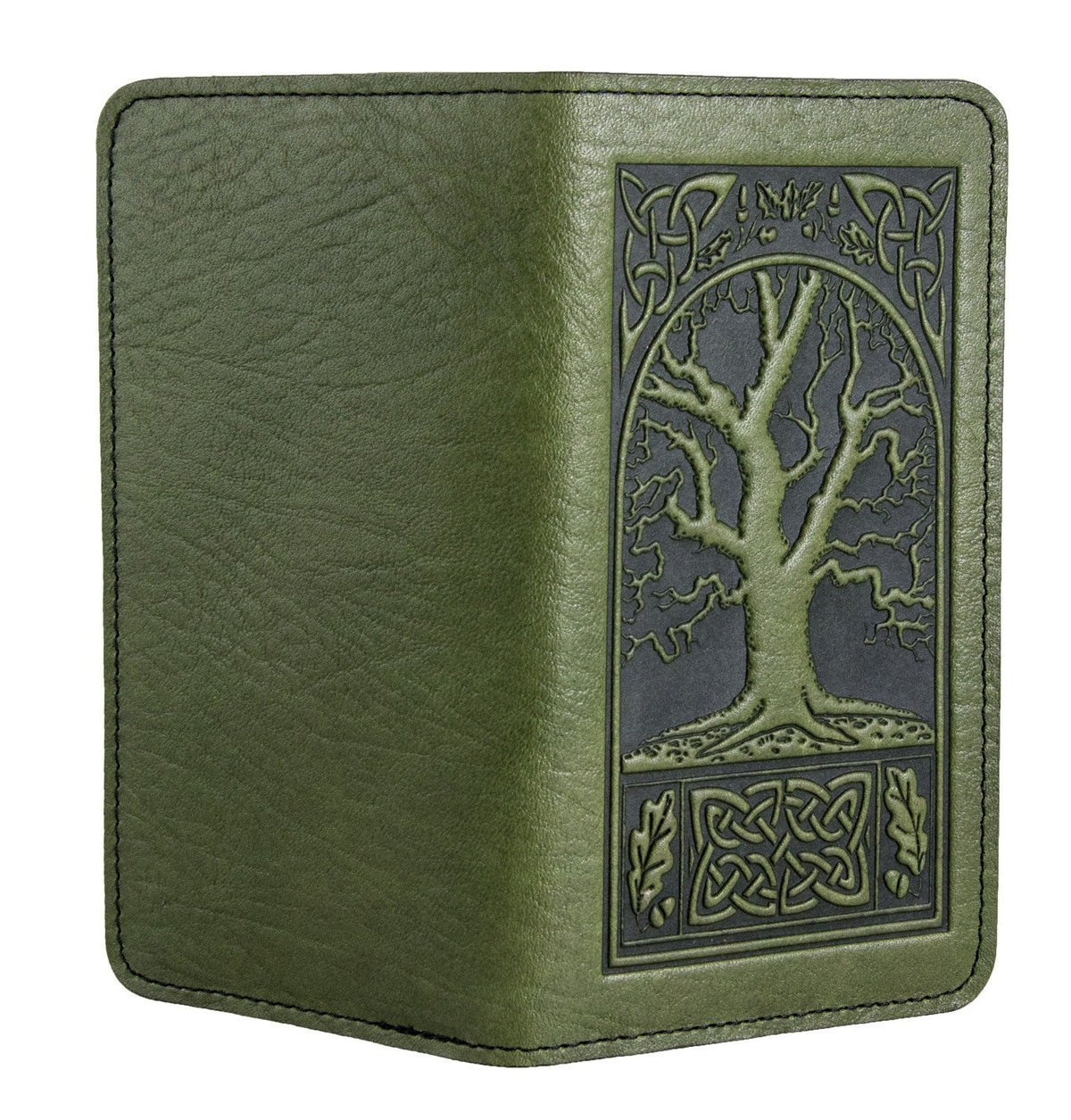 Oberon Design Small Oberon Design Small Leather Smartphone Wallet Case, Celtic Oak in Fern