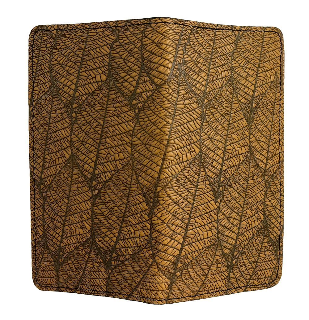 Oberon Design Small Oberon Design Small Leather Smartphone Wallet Case, Fallen Leaves in Marigold