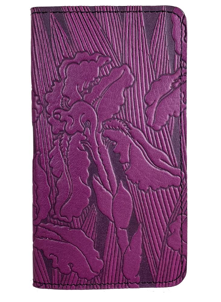 Oberon Design Small Leather Smartphone Wallet, Iris in Orchid