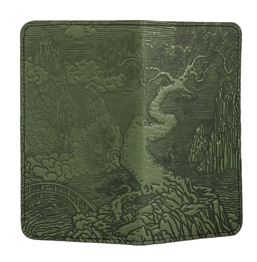 Oberon Design Small Oberon Design Small Leather Smartphone Wallet Case, River Garden in Fern