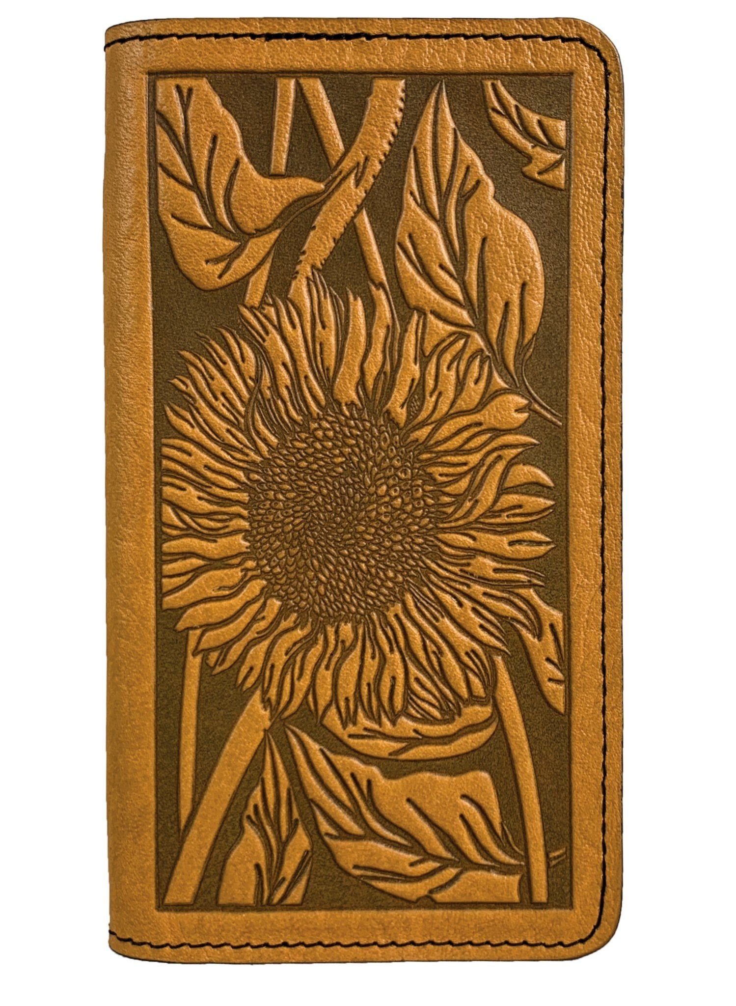 Oberon Design Small Oberon Design Small Leather Smartphone Wallet Case, Sunflower in Marigold