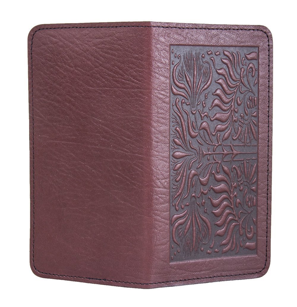 Oberon Design Small Oberon Design Small Leather Smartphone Wallet Case, Thistle in Wine