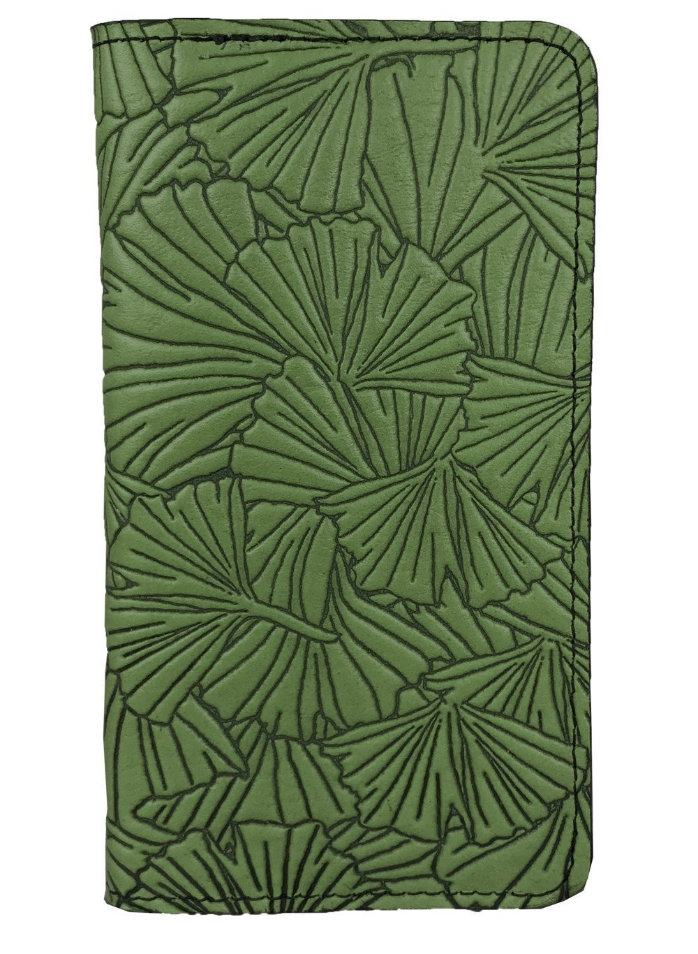 Oberon Design Small Oberon Design Small Leather Smartphone Wallet Case, Ginkgo in Fern
