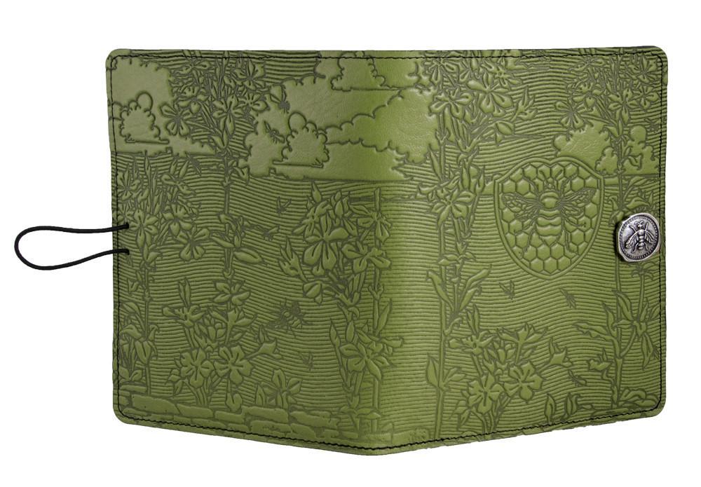Leather Cover for Kindle e-Readers, Bee Garden - Fern - Open