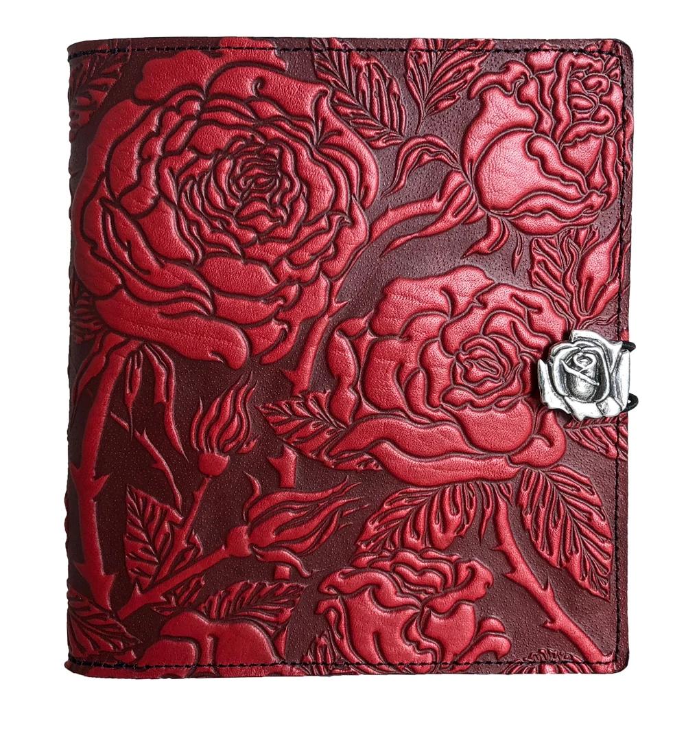Oberon Design Leather Cover for Kindle Oasis, Wild Rose In Red