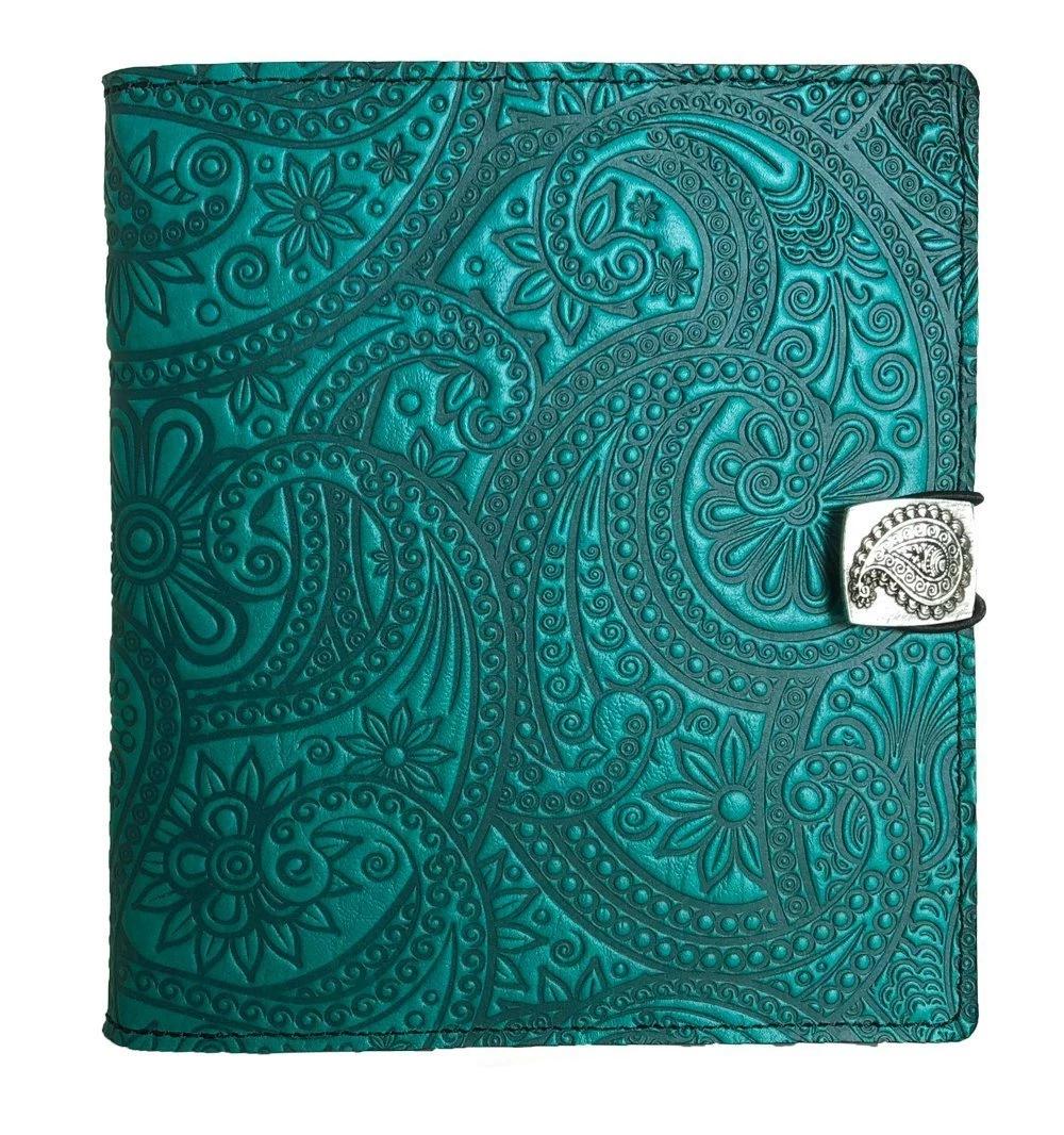 Oberon Design Leather Cover for Kindle Oasis, Paisley in Teal