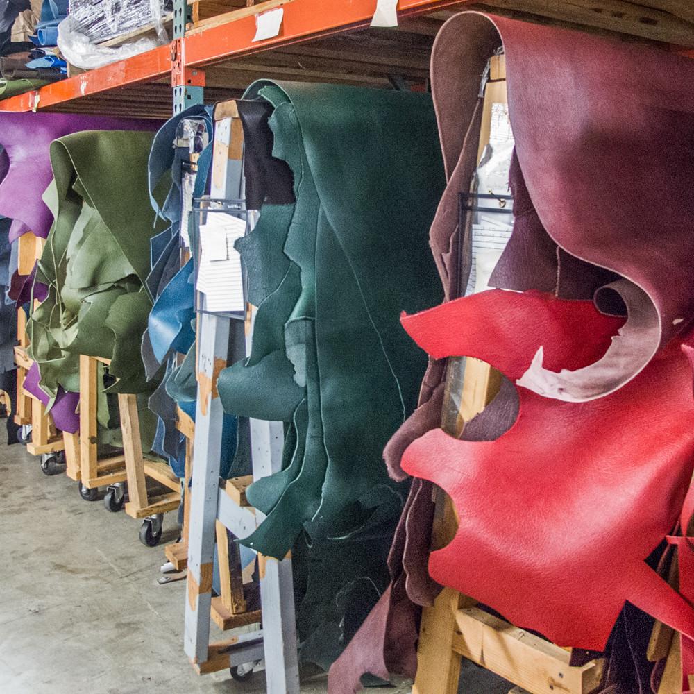 Oberon Design Leather Colors, Hides in the Shop