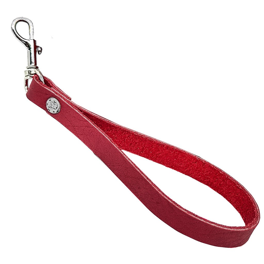 Oberon Design Leather Zip Wristlet Pouch, Wallet, Red Strap