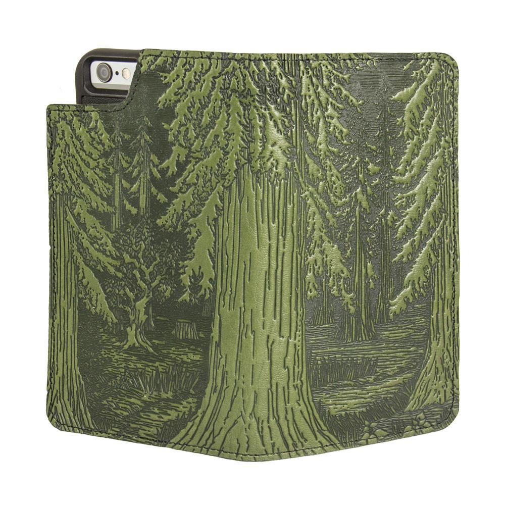 Leather Wallet Case for iPhone, Folio Style, Forest in Fern