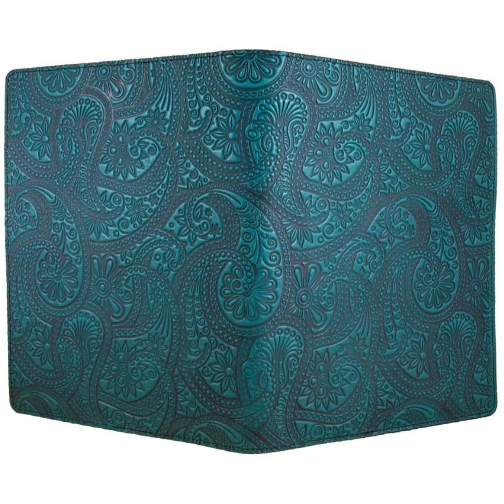 Paisley Composition Notebook Cover, Teal - Open