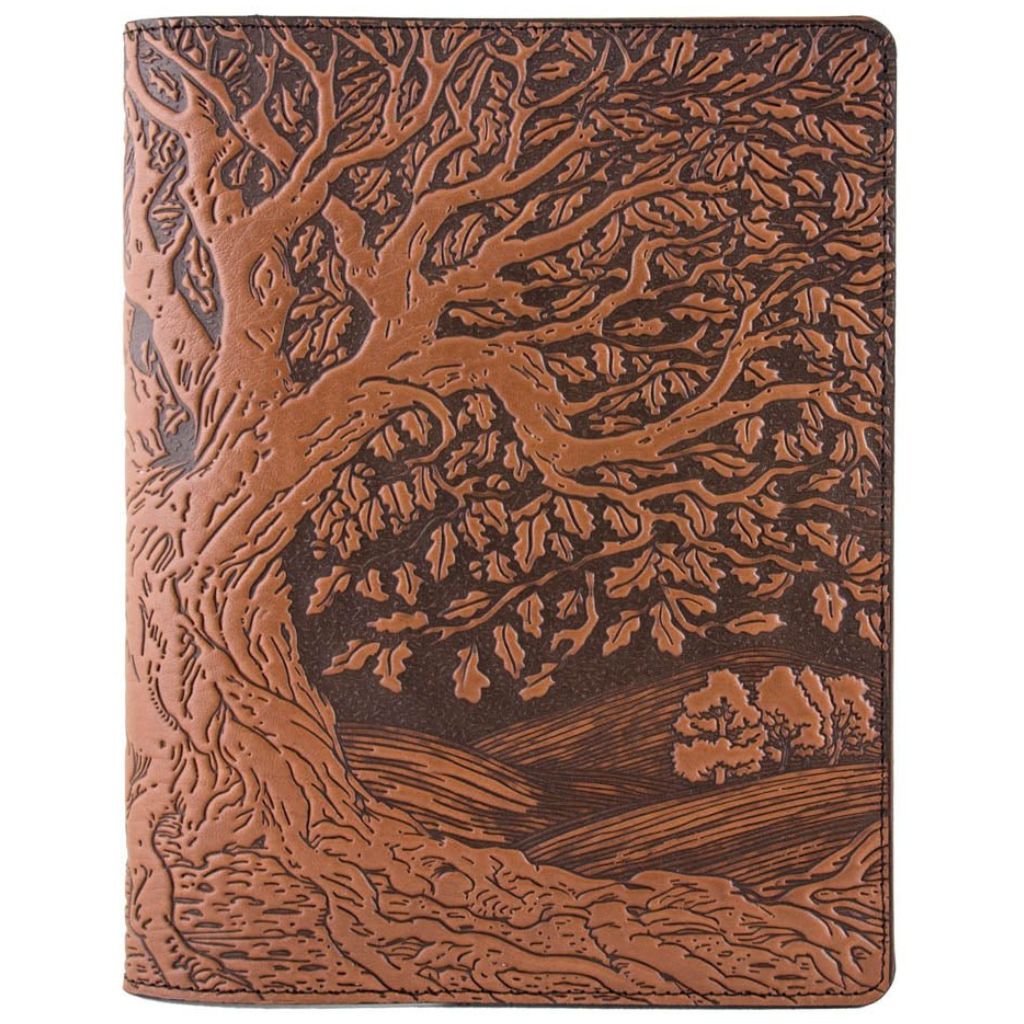 Leather Composition Notebook Cover, Tree of Life, Saddle