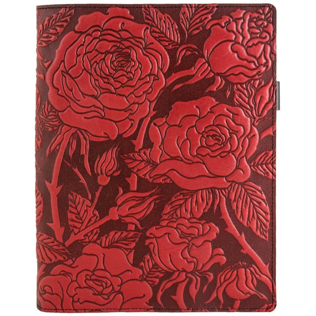 Leather Composition Notebook Cover, Wild Rose, Red