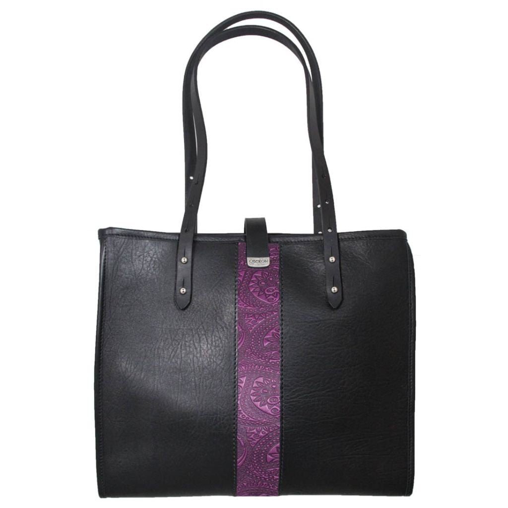 Leather Handbag, Sonoma Tote, Paisley in Orchid, Main Image