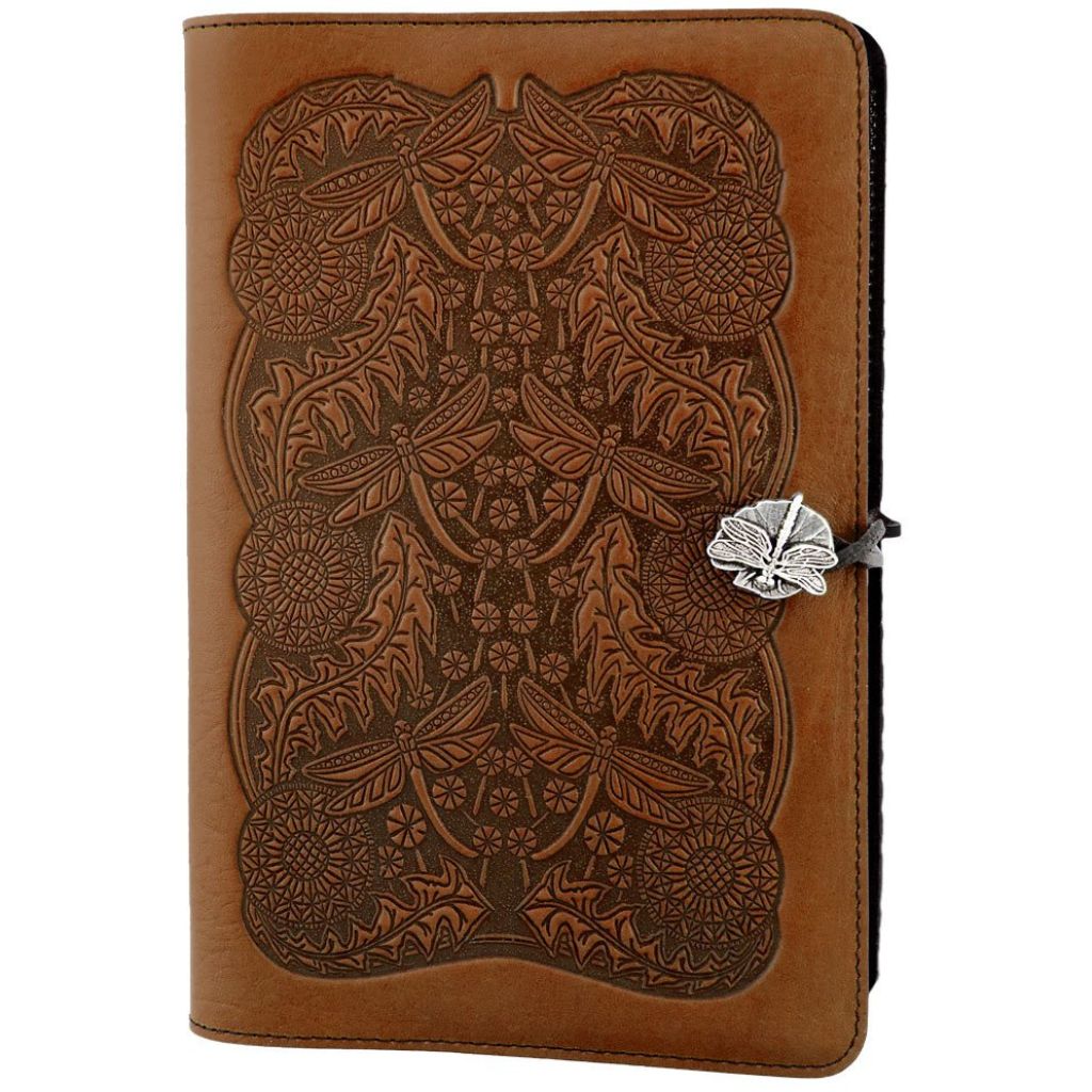 Leather Refillable Journal, Dandelion Dragonfly