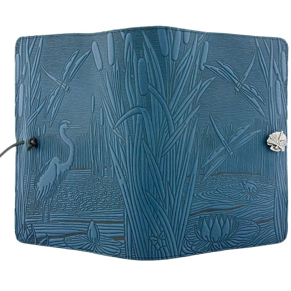 Leather Refillable Journal Notebook, Dragonfly Pond