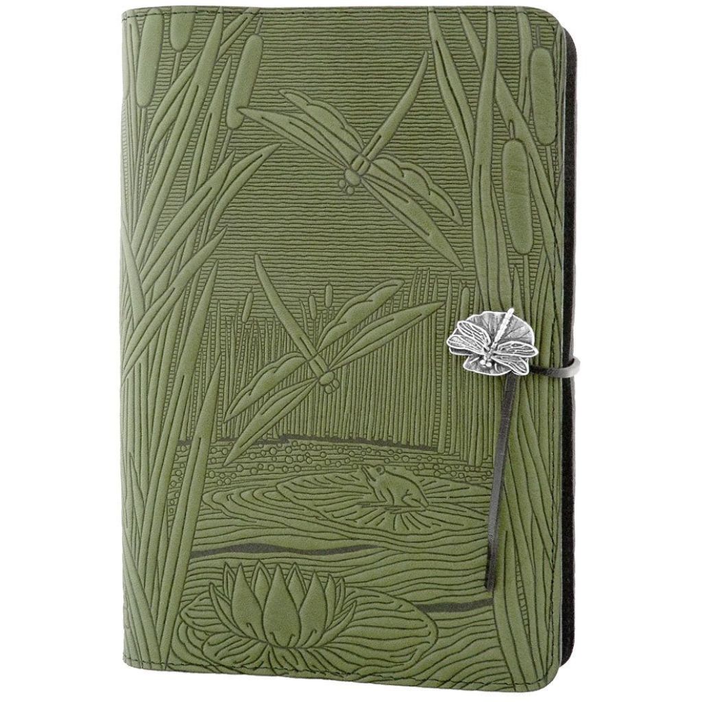 Oberon Design Leather Refillable Icon Journal Cover, Floating Lotus No Pen Loop