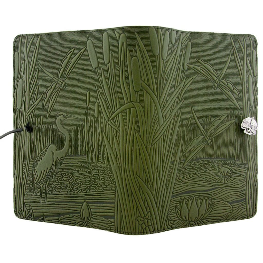 Leather Refillable Journal Notebook, Dragonfly Pond