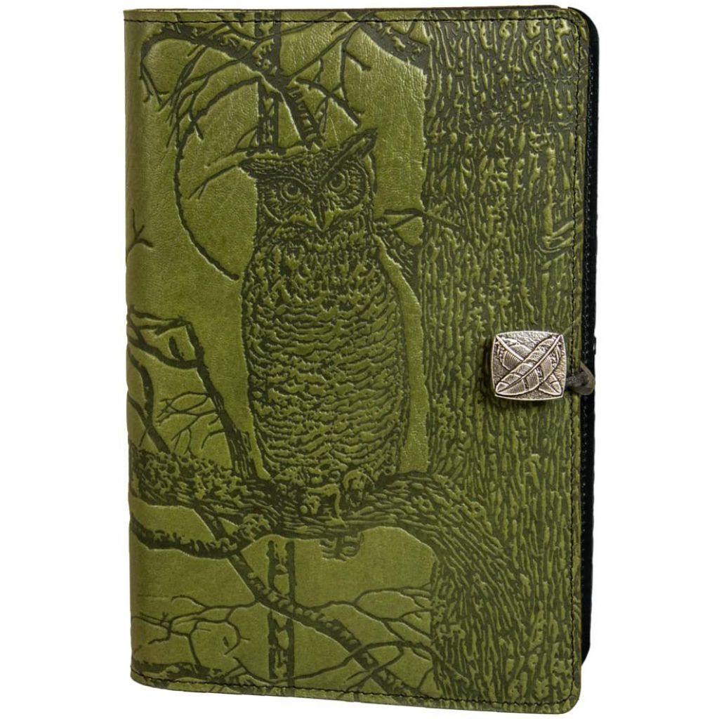 Leather Refillable Journal Notebook, Horned Owl