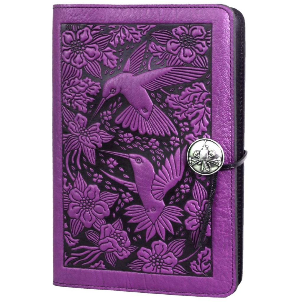 Oberon Design Leather Refillable Journal Cover, Hummingbirds