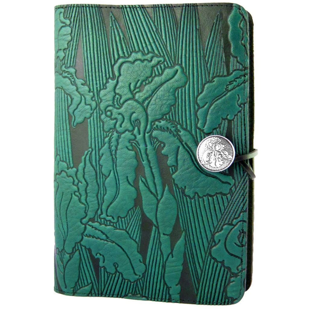 Oberon Design Leather Refillable Journal Cover, Iris Large / Teal