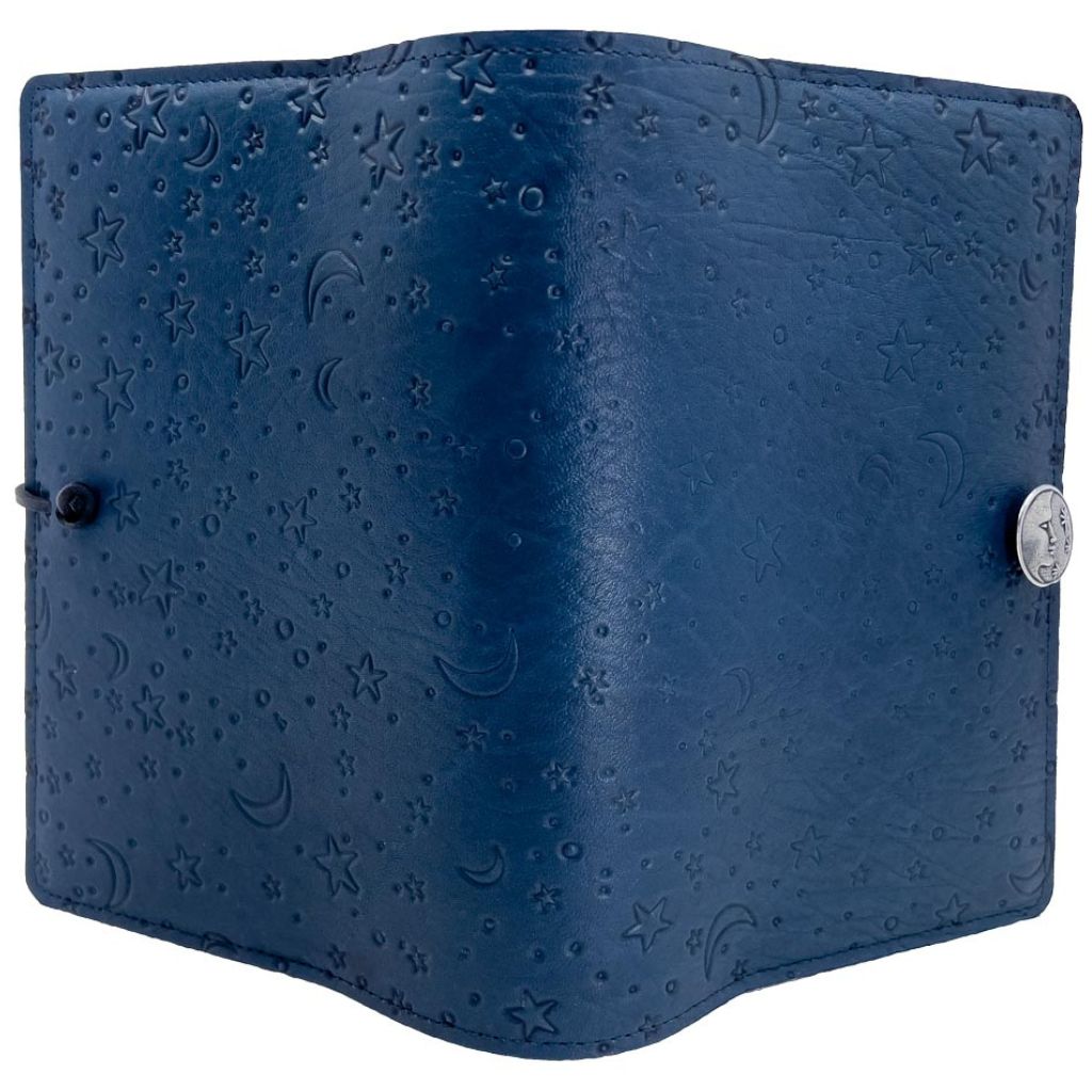 Leather Refillable Journal Notebook, Moon &amp; Stars