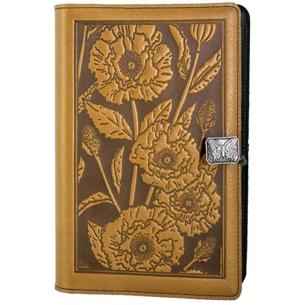 Oberon Design Leather Refillable Journal Cover, Oriental Poppy