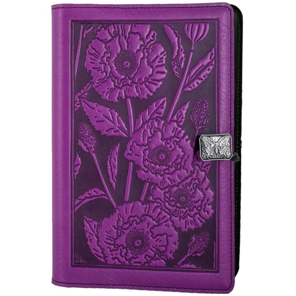 Oberon Design Leather Refillable Journal Cover, Oriental Poppy