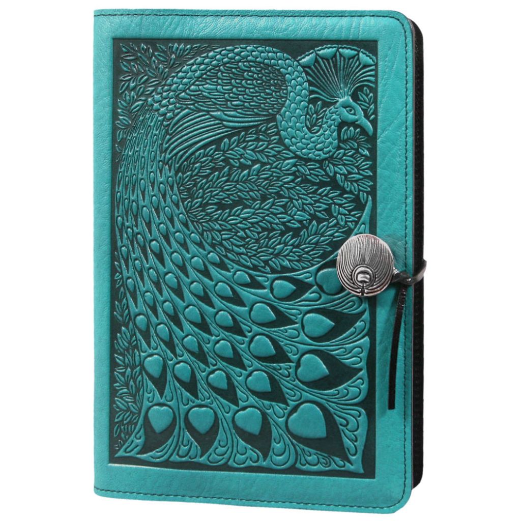 Oberon Design Leather Refillable Journal Cover, Peacock