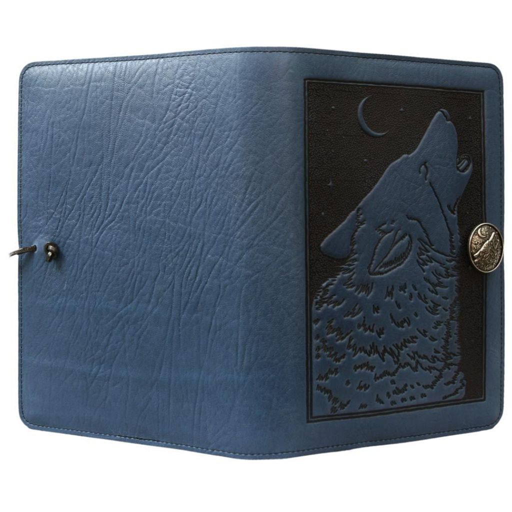 Leather Refillable Journal Notebook, Singing Wolf