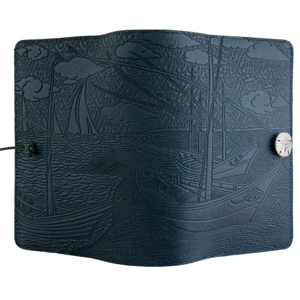 Leather Refillable Journal Notebook, Van Gogh Boats