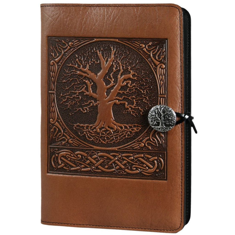 Oberon Design Leather Refillable Journal Cover, World Tree