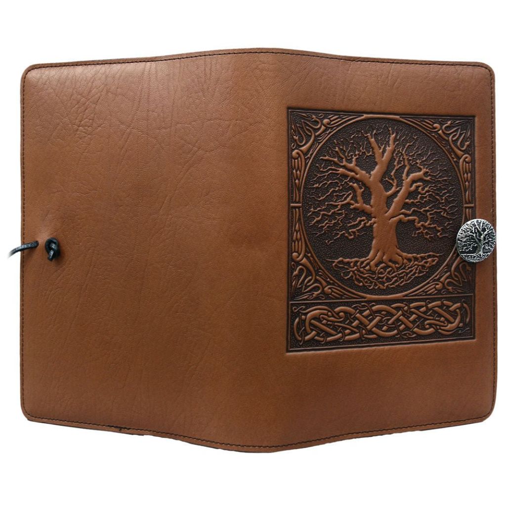 Oberon Design Leather Refillable Journal Cover, World Tree