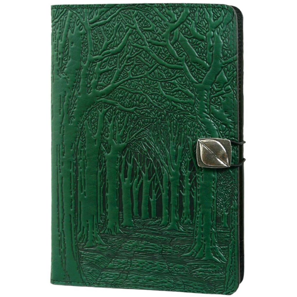 Oberon Design Leather iPad Mini Cover, Case, Avenue of Trees, Green