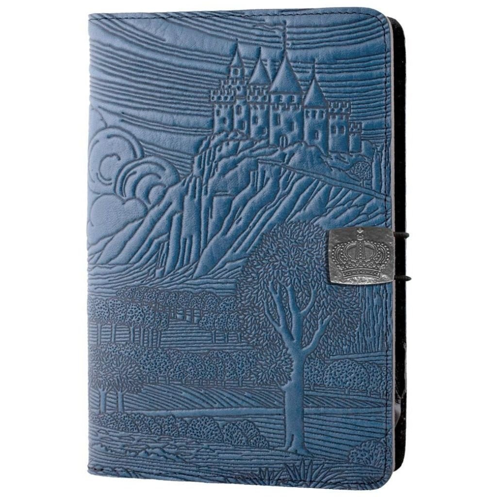Oberon Design Leather iPad Mini Cover, Case, Camelot, Blue