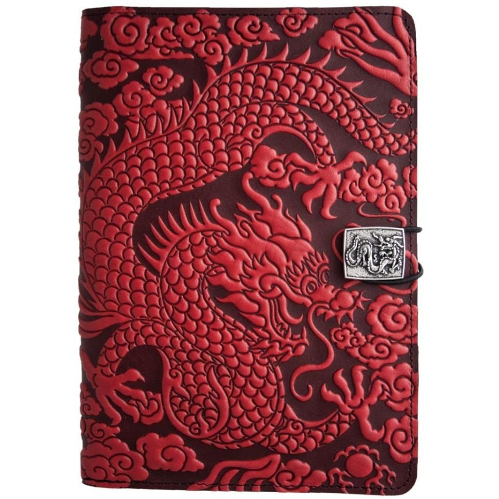 Oberon Design Leather iPad Mini Cover, Case, Cloud Dragon, Red