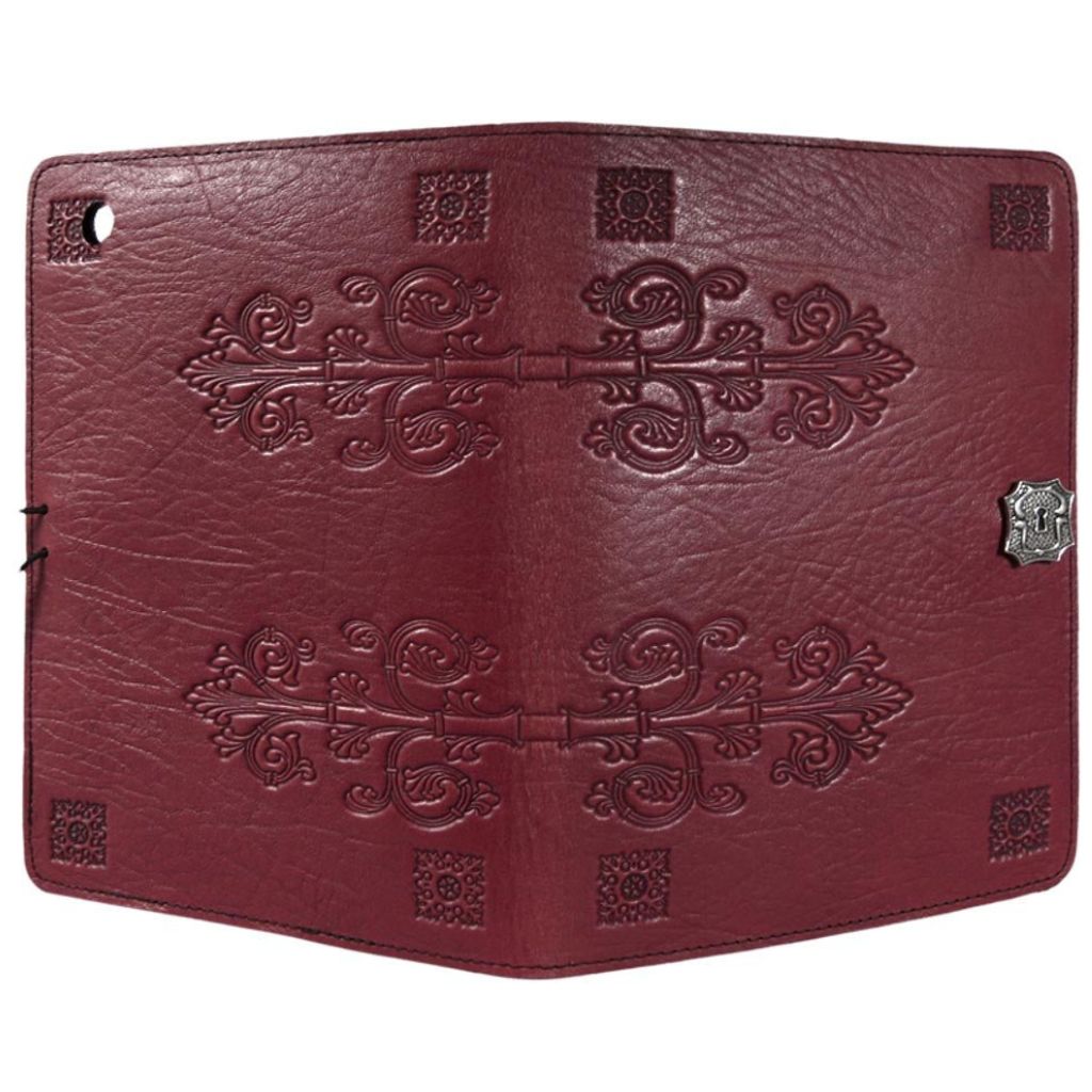 Oberon Design Leather iPad Mini Cover, Case, da Vinci, Wine - Open