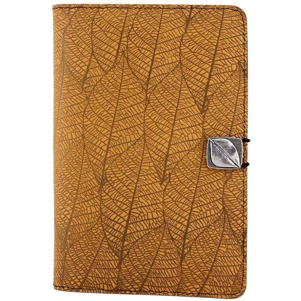Oberon Design Leather iPad Mini Cover, Case, Fallen Leaves, Marigold