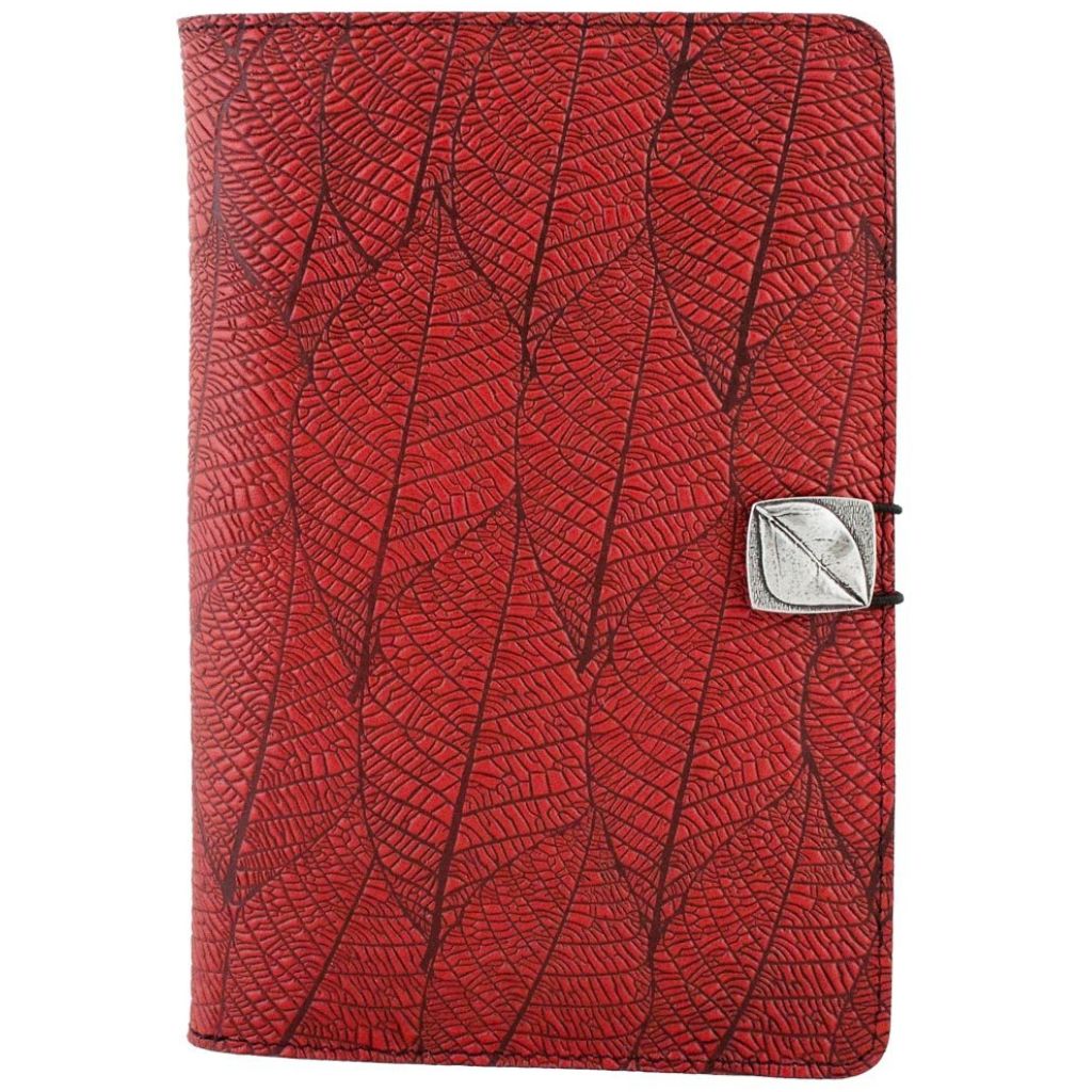 Oberon Design Leather iPad Mini Cover, Case, Fallen Leaves, Red