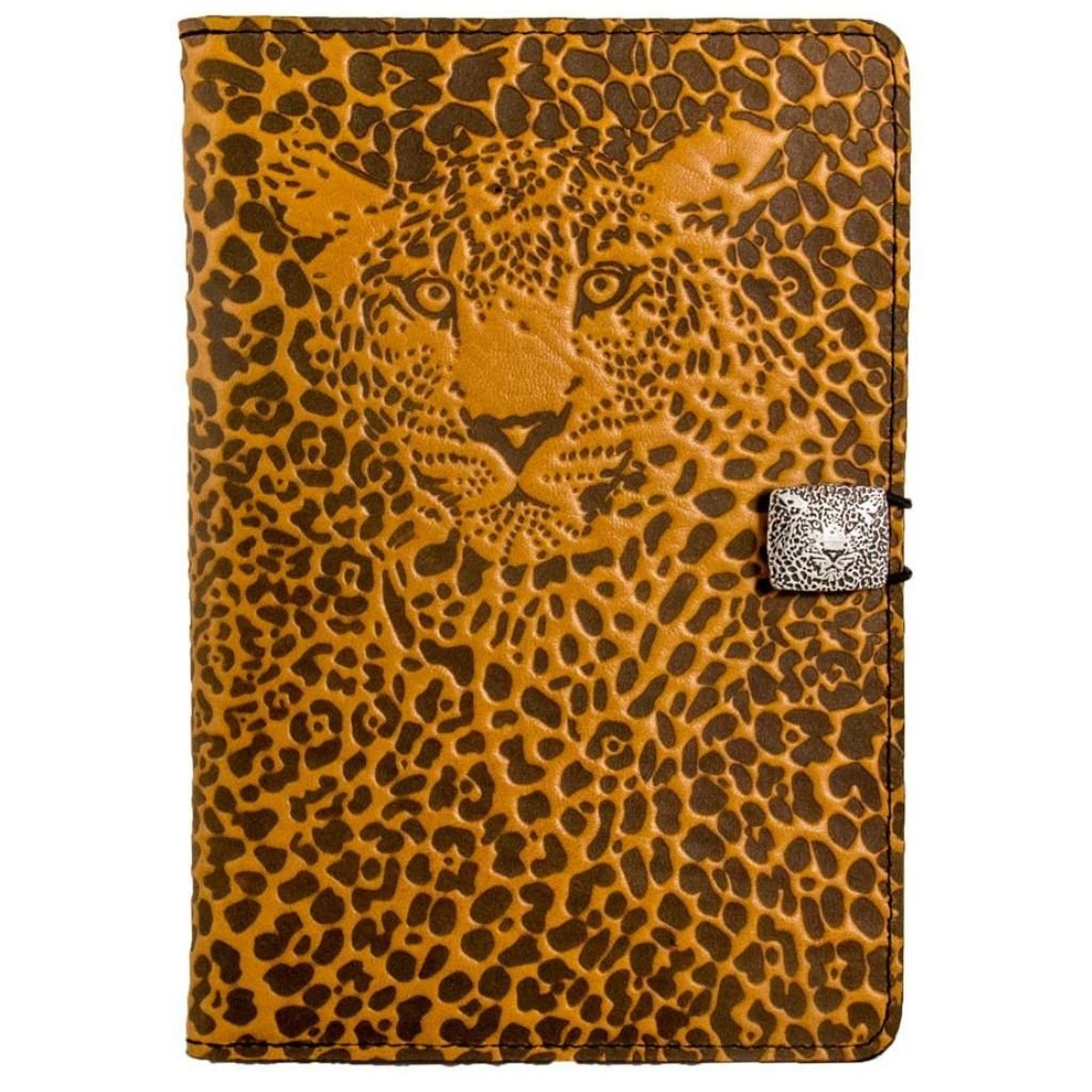 Oberon Design Leather iPad Mini Cover, Case, Leopard, Marigold