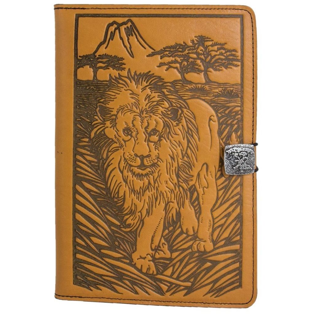 Oberon Design Leather iPad Mini Cover, Case, Lion, Marigold