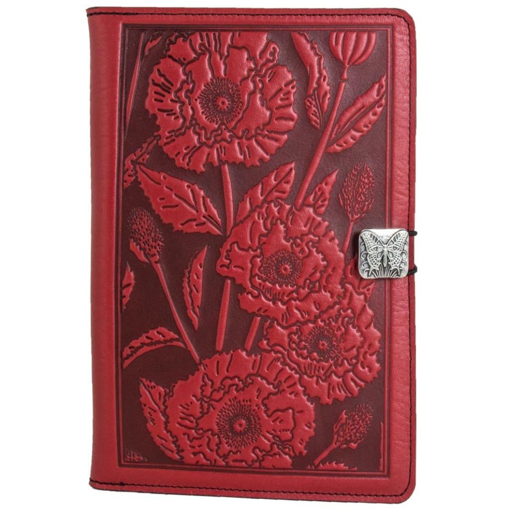 Oberon Design Leather iPad Mini Cover, Case, Oriental Poppy, Red