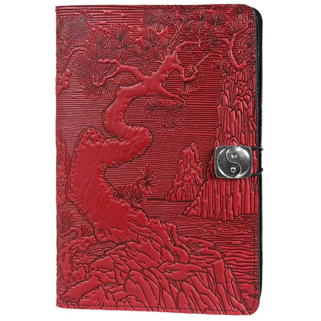 Oberon Design Leather iPad Mini Cover, Case, River Garden, Red
